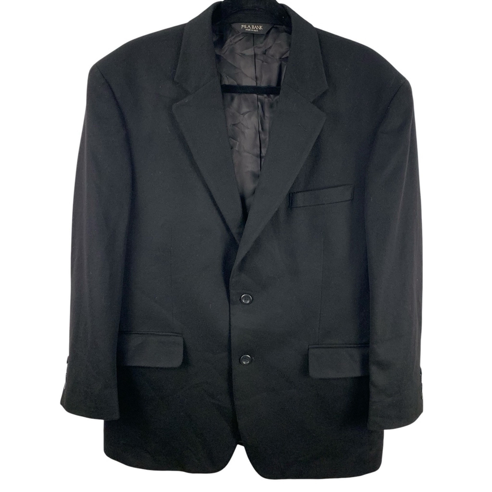 Jos A Bank 100% Black Cashmere Blazer Men's 42S Two Button Sport Coat Jacket